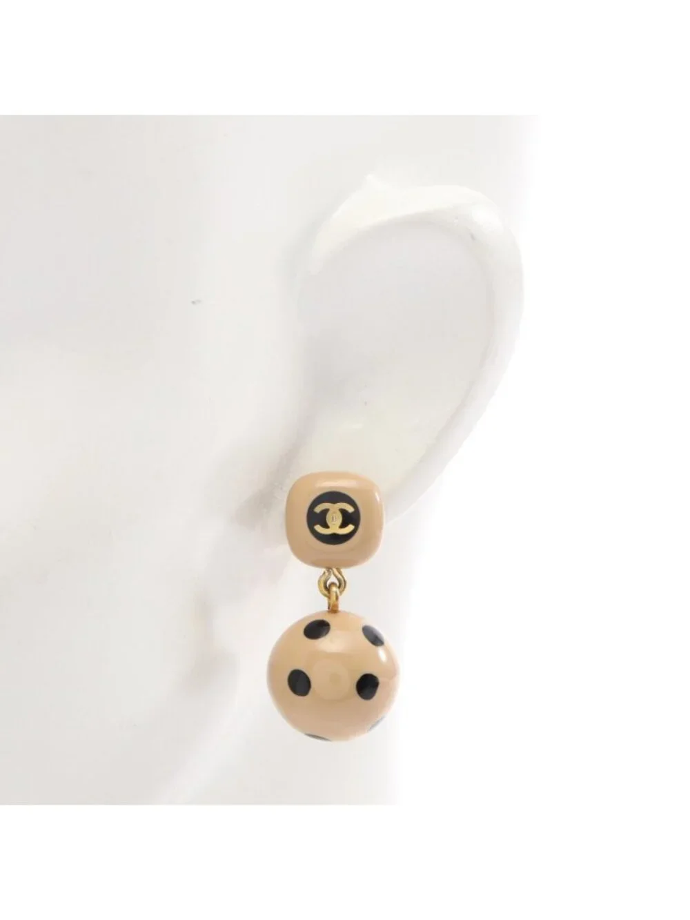 Chanel Earrings CC Logo Dot Swing